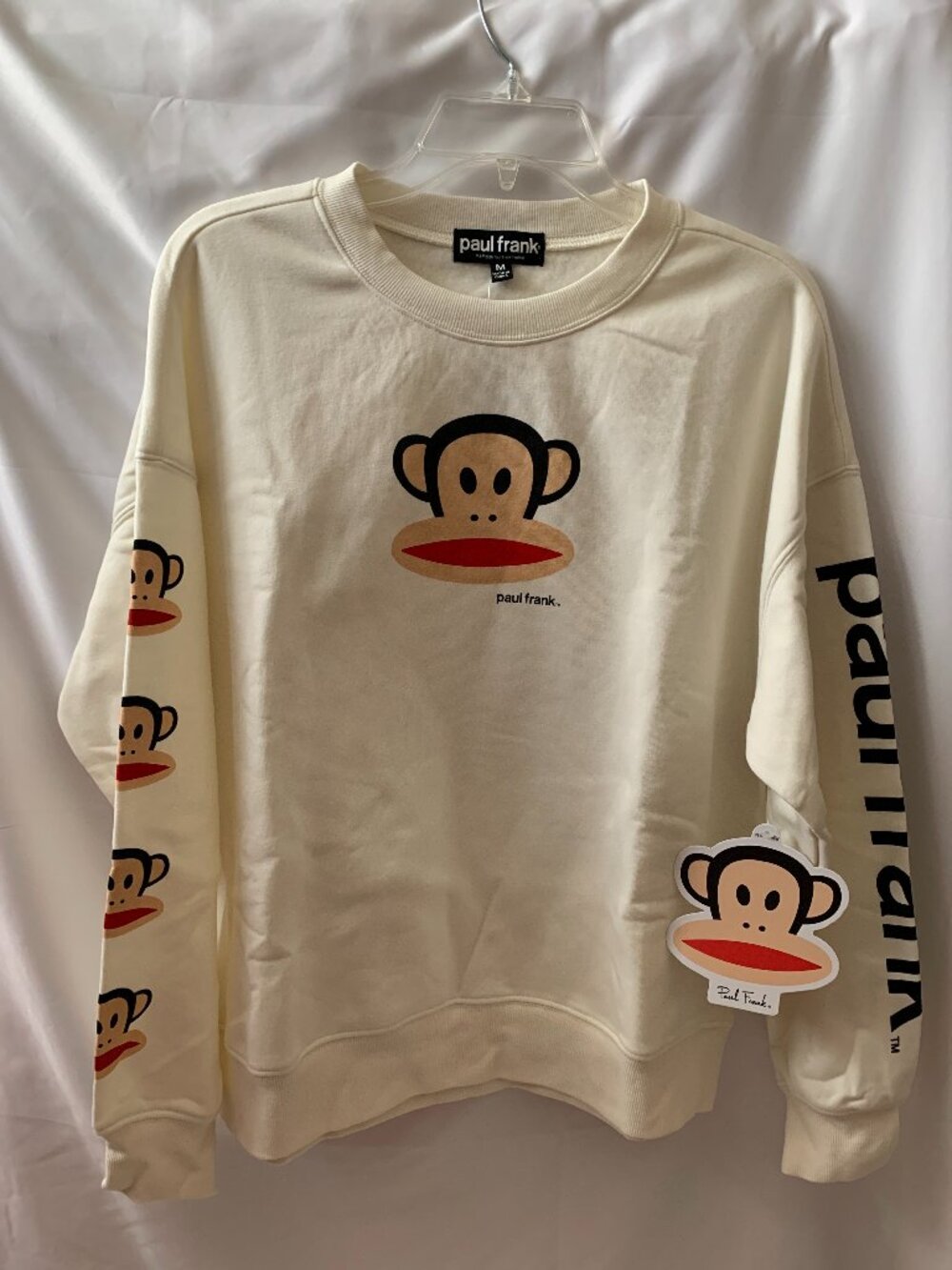 PAUL FRANK Julius the Monkey Crew Neck Sweater in Ivory Sz MEDIUM